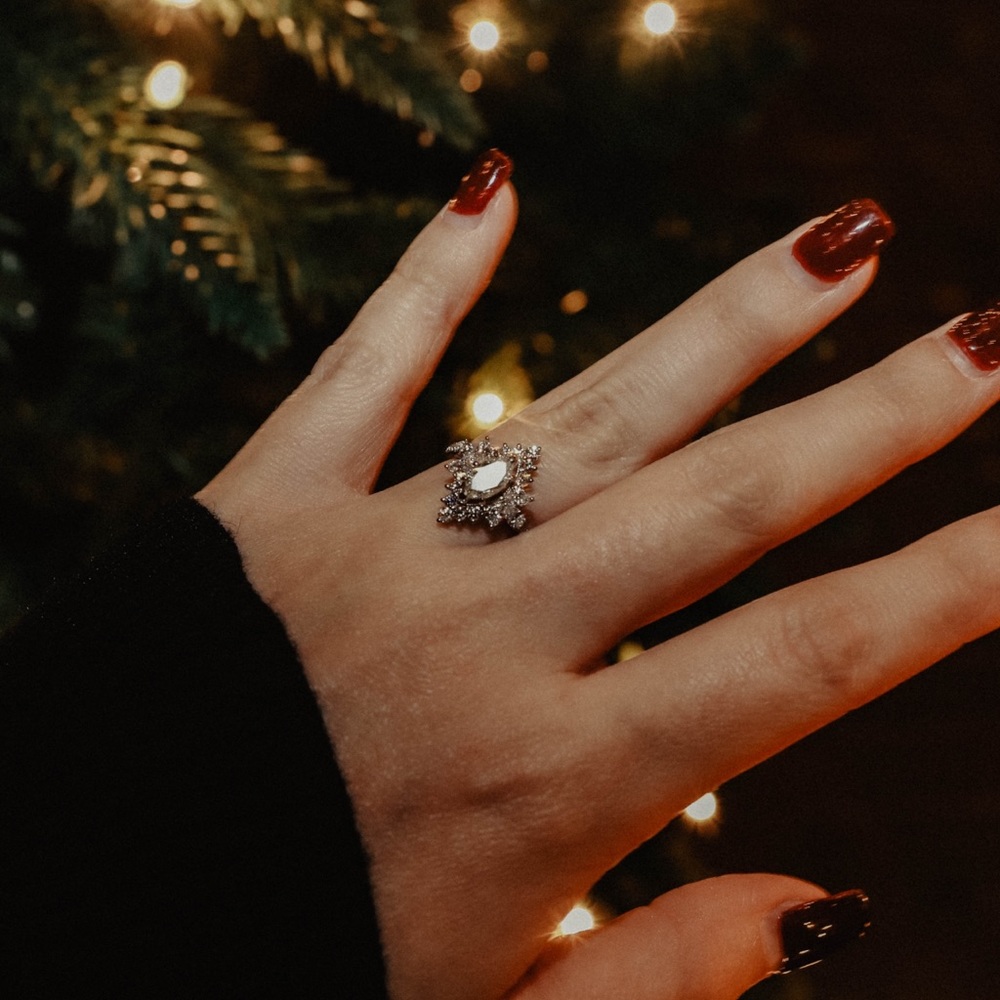 Marquise cut engagement ring